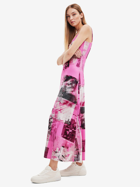 Desigual Desigual Cretona Pink Ženska vzorčasta maksi obleka