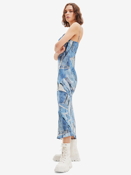 Desigual Modra ženska maksi obleka Desigual Mississippi