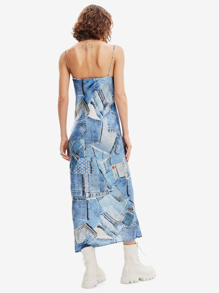 Desigual Modra ženska maksi obleka Desigual Mississippi