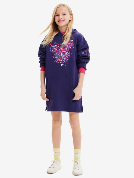 Desigual Desigual Emmline Disney dekliška obleka s kapuco vijolične barve