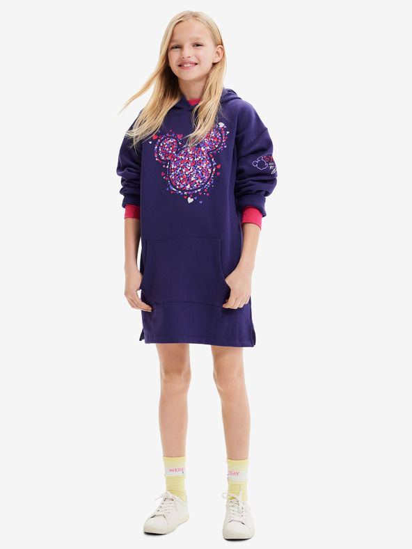 Desigual Desigual Emmline Disney dekliška obleka s kapuco vijolične barve