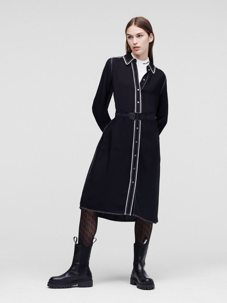 Karl Lagerfeld Črna srajčna obleka KARL LAGERFELD