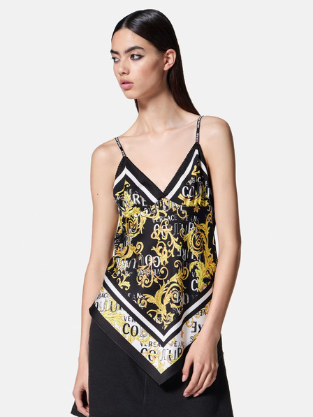 Versace Jeans Couture Črna ženska majica iz vzorčastega satena Versace Jeans Couture