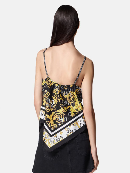 Versace Jeans Couture Črna ženska majica iz vzorčastega satena Versace Jeans Couture