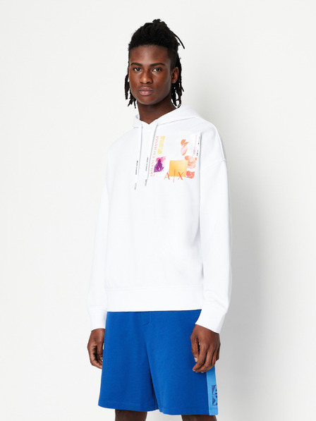 Armani Exchange Bela moška majica s kapuco Armani Exchange