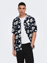 ONLY & SONS Temno modra moška majica s kratkimi rokavi ONLY & SONS Dash z vzorcem