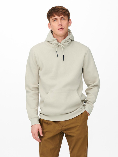 ONLY & SONS Bež moški osnovni pulover s kapuco ONLY & SONS Ceres