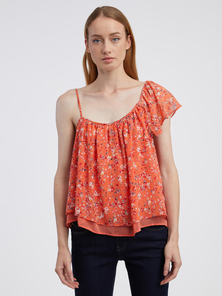CAMAIEU Oranžna ženska cvetlična bluza CAMAIEU