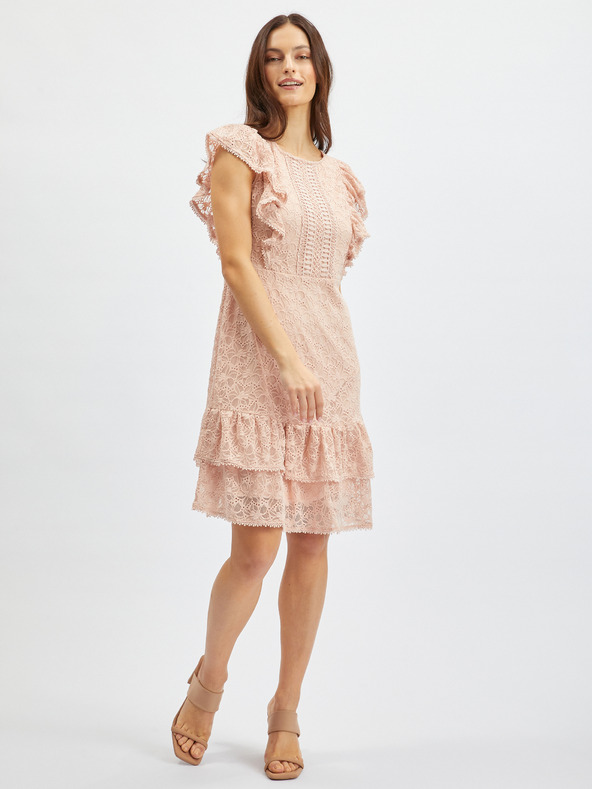 Orsay Starinsko rožnata ženska čipkasta obleka ORSAY