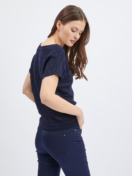 Orsay Temno moder ženski pulover s kratkimi rokavi ORSAY