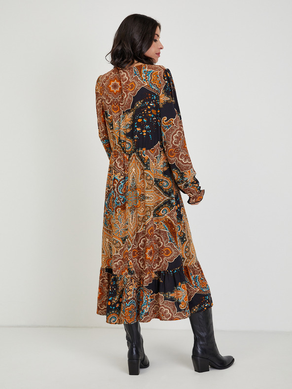 Orsay Rjava ženska vzorčasta midi obleka ORSAY