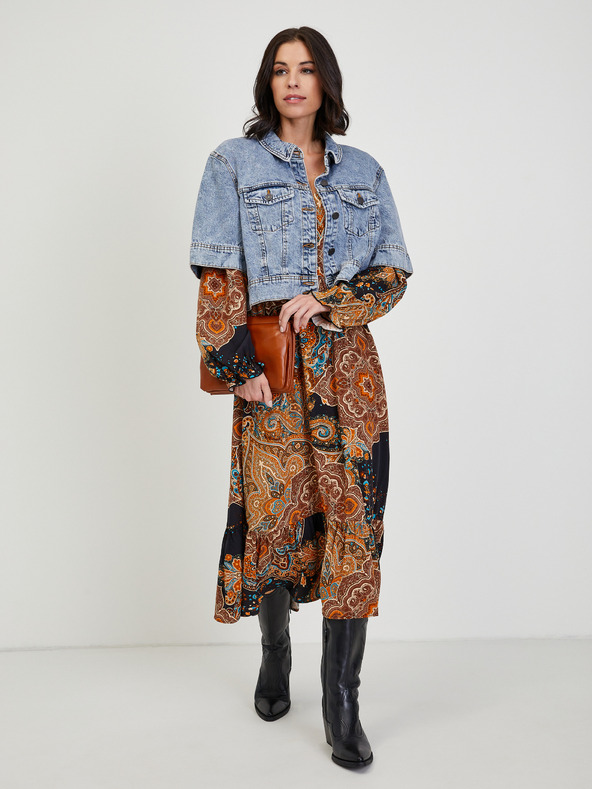 Orsay Rjava ženska vzorčasta midi obleka ORSAY