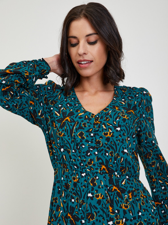 Orsay Temno zelena ženska vzorčasta midi obleka ORSAY