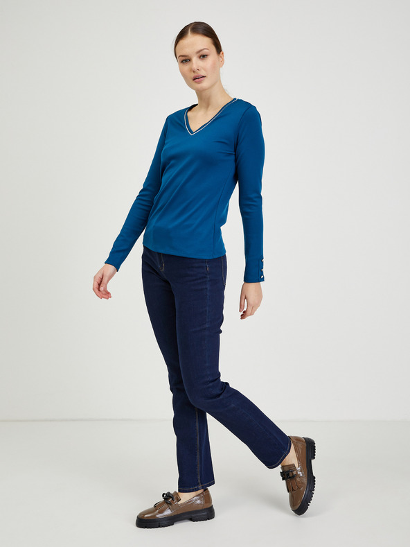 Orsay Modra ženska majica z dolgimi rokavi ORSAY