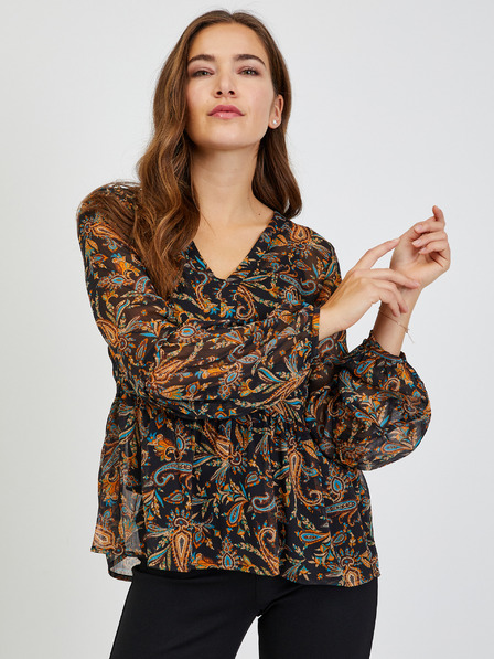 Orsay Rjavo-črna ženska vzorčasta bluza ORSAY