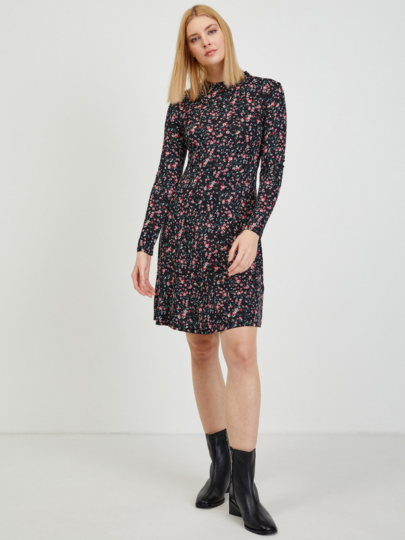 Orsay Črna ženska cvetlična obleka ORSAY