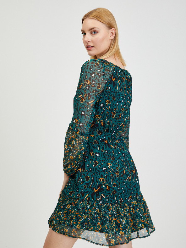 Orsay Petrolejsko zelena ženska vzorčasta obleka ORSAY