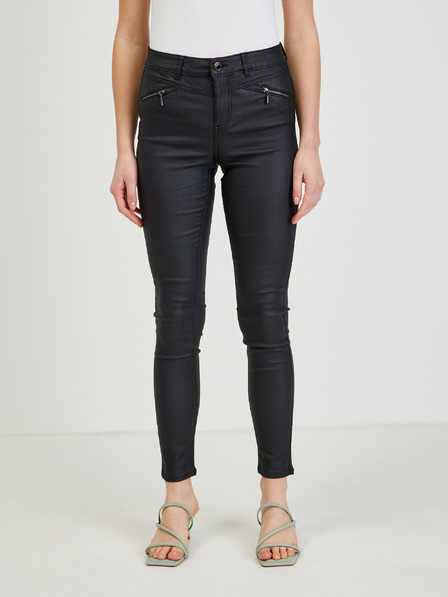 Orsay Črne ženske hlače iz umetnega usnja ORSAY