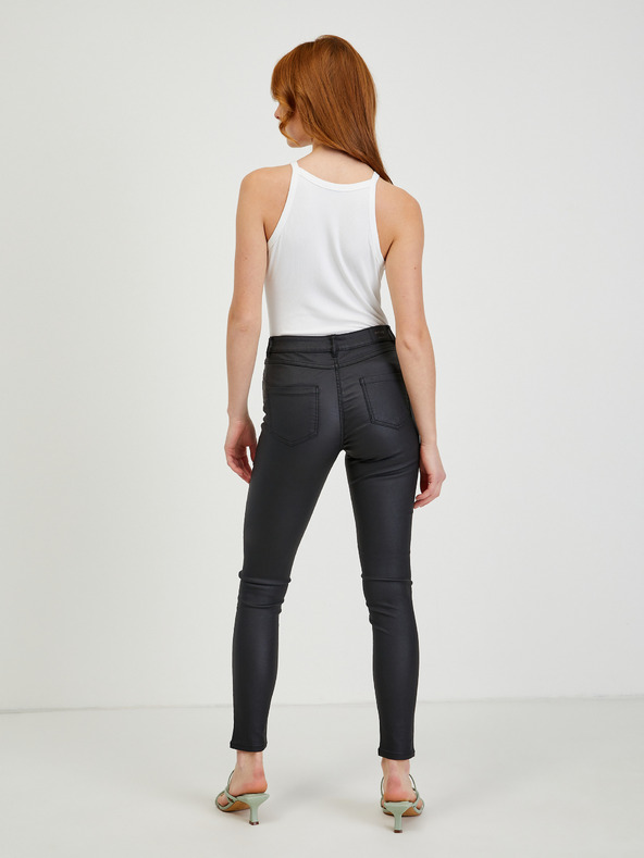 Orsay Črne ženske hlače iz umetnega usnja ORSAY