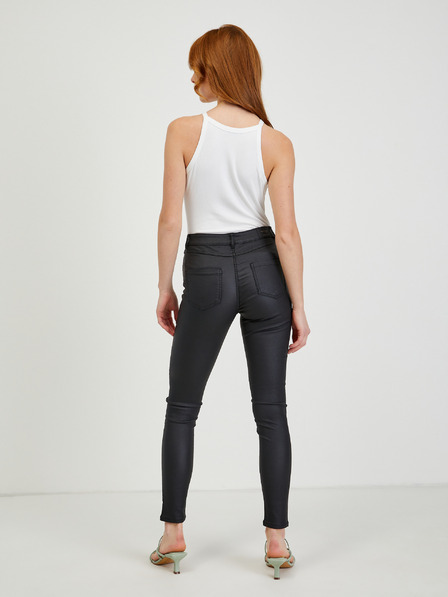 Orsay Črne ženske hlače iz umetnega usnja ORSAY