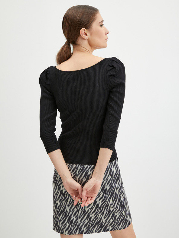 Orsay Črn ženski pulover z rebrastim vzorcem ORSAY