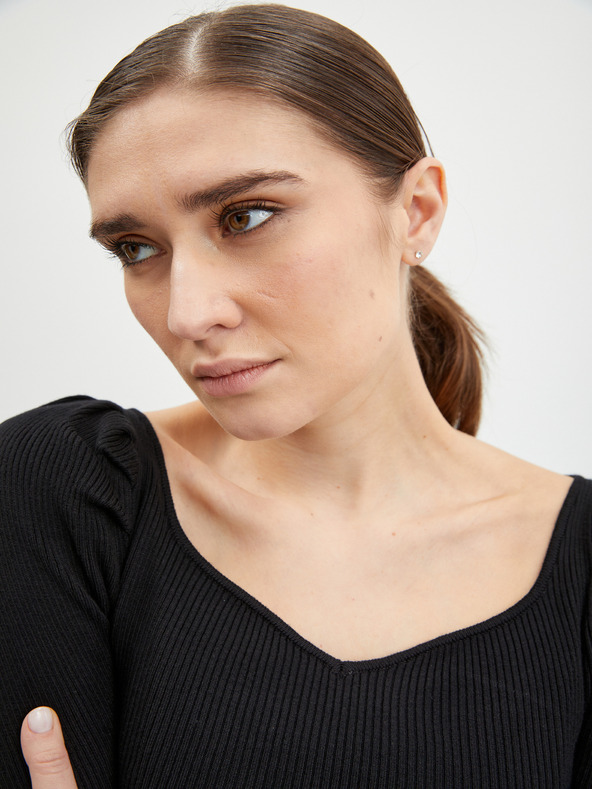 Orsay Črn ženski pulover z rebrastim vzorcem ORSAY