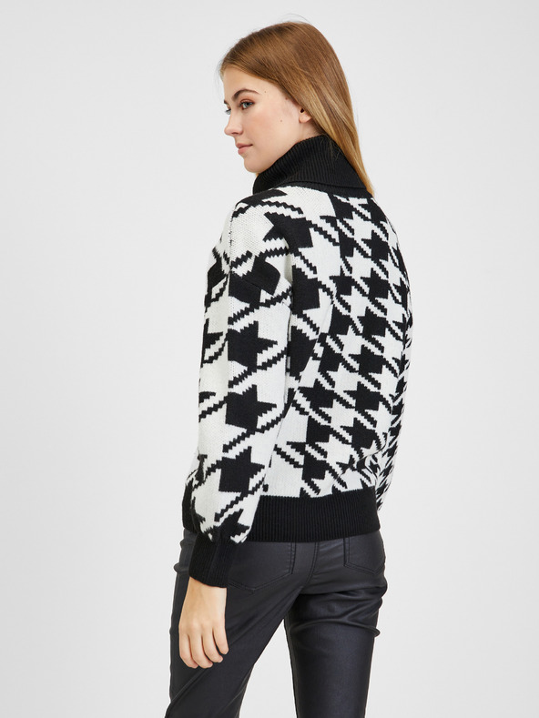 Orsay Črno-bel ženski vzorčast pulover ORSAY