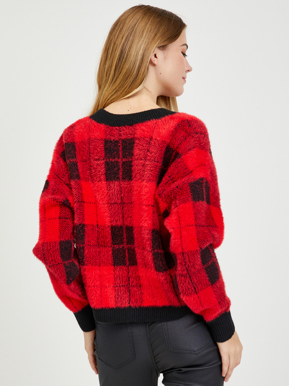 Orsay Črno-rdeč ženski karirast kardigan ORSAY