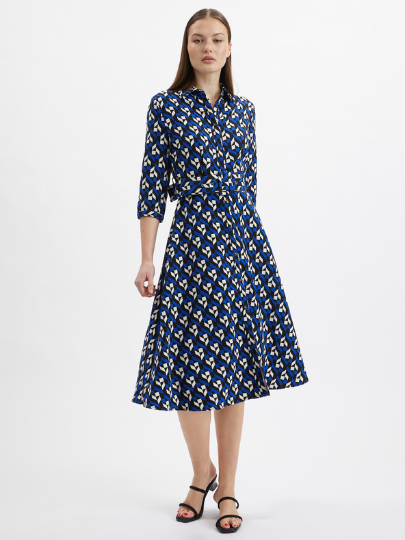 Orsay Črno-modra ženska vzorčasta obleka ORSAY