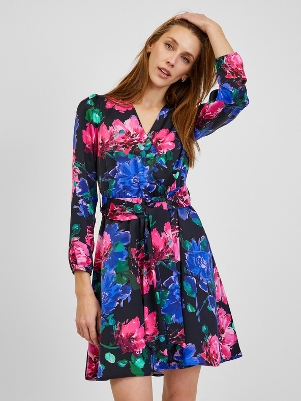 Orsay Črna ženska cvetlična obleka ORSAY