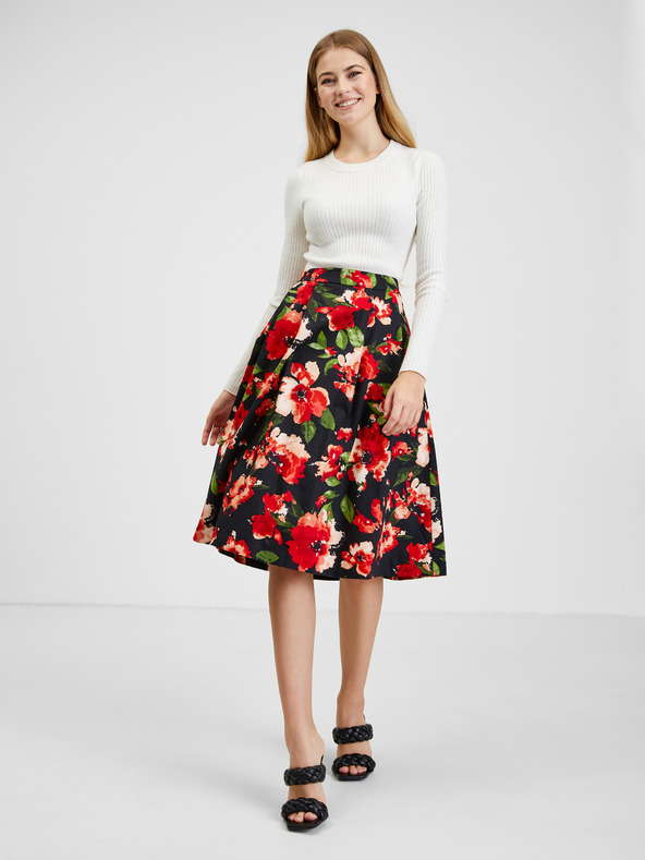 Orsay Rdeče-črno žensko cvetlično krilo ORSAY