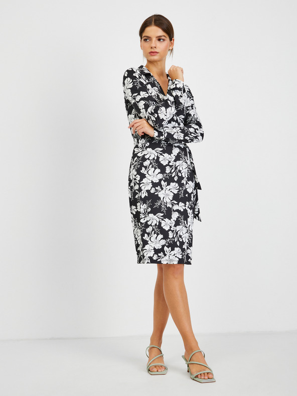 Orsay Belo-črna ženska cvetlična obleka ORSAY