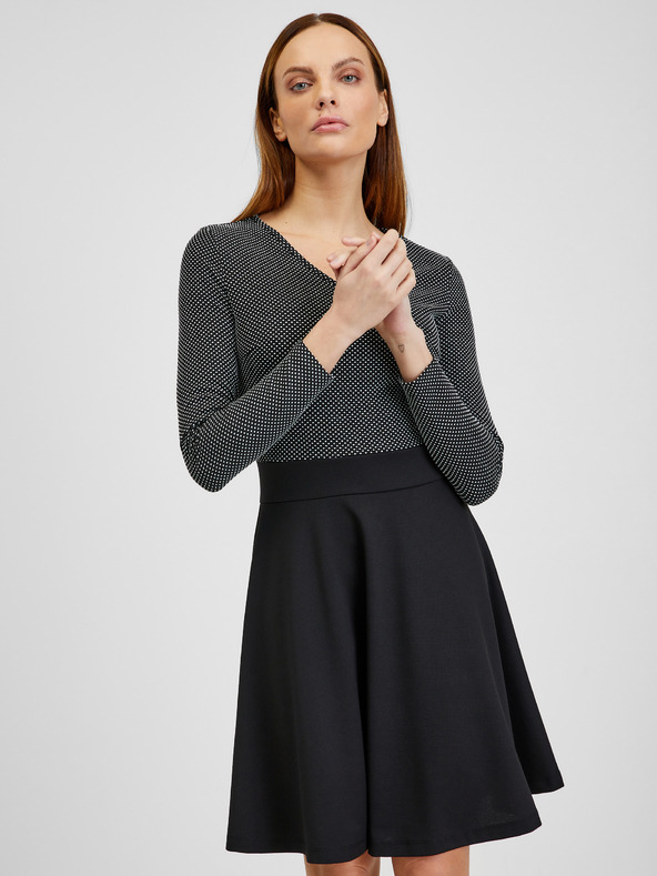 Orsay Črna ženska vzorčasta obleka ORSAY