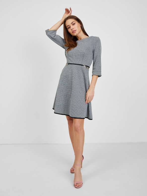 Orsay Belo-črna ženska vzorčasta obleka ORSAY