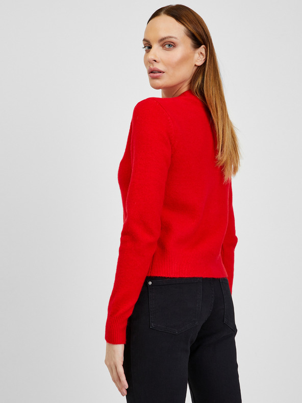 Orsay Rdeč ženski kardigan z dodatkom volne ORSAY