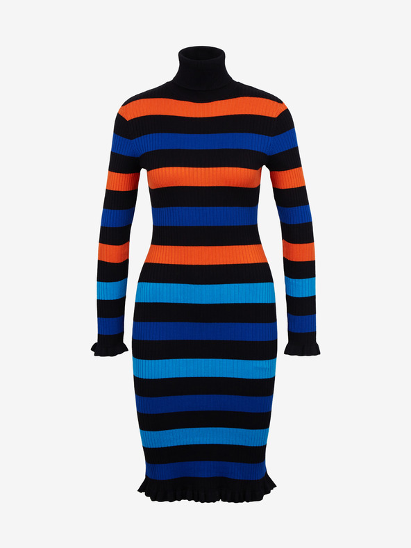 Orsay Oranžno-modra ženska črtasta obleka ORSAY