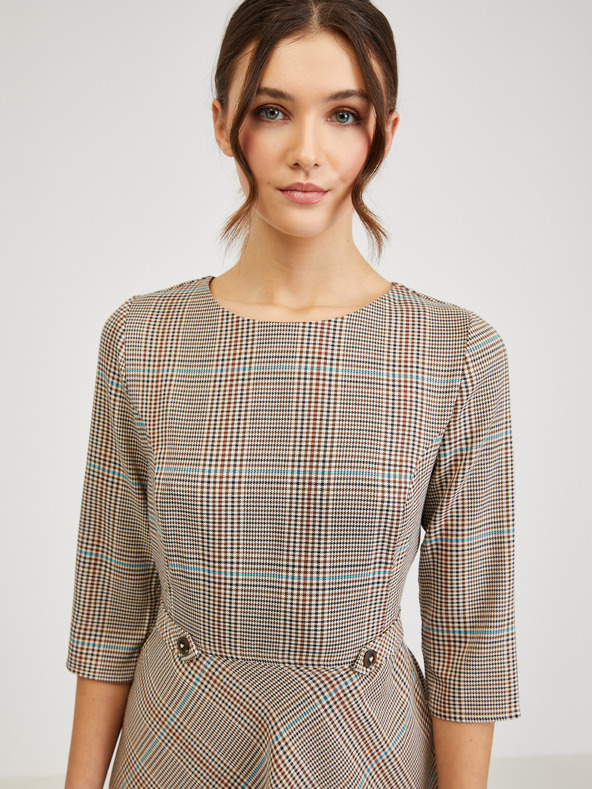 Orsay Rjava ženska karirasta obleka ORSAY