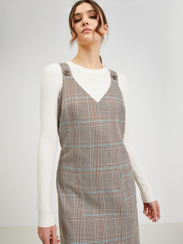 Orsay Rjava ženska karirasta obleka ORSAY