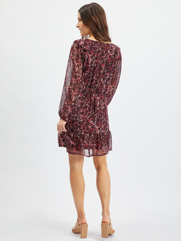Orsay Vinsko rdeča ženska vzorčasta obleka ORSAY