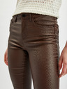 Orsay Temno rjave ženske skinny fit hlače iz umetnega usnja ORSAY