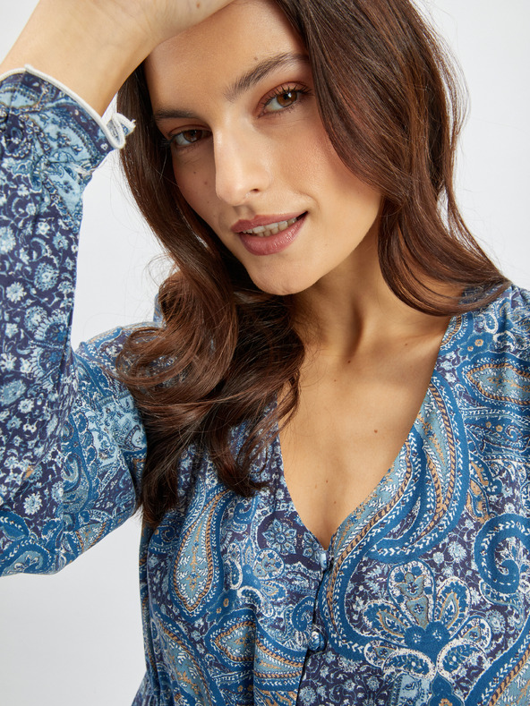 Orsay Modra ženska vzorčasta midi obleka ORSAY