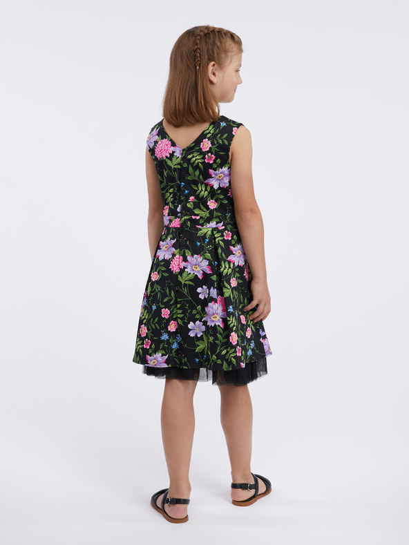 Orsay Črna dekliška cvetlična obleka ORSAY