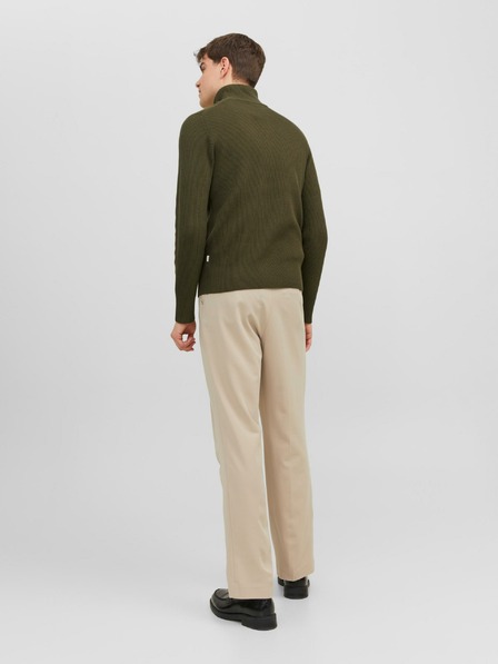 Jack & Jones Kaki moški rebrasti pulover Jack & Jones Perfect