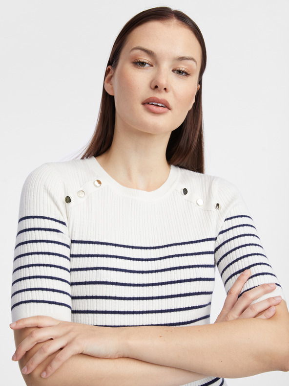 Orsay Bela ženska črtasta puloverska obleka ORSAY