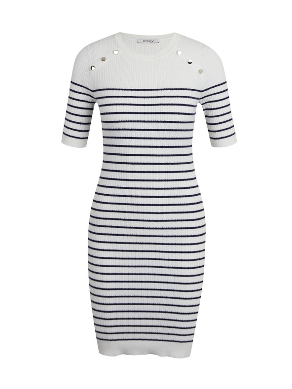 Orsay Bela ženska črtasta puloverska obleka ORSAY