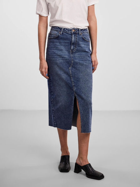 Pieces Temno modro žensko midi krilo iz jeansa Pieces Jessie