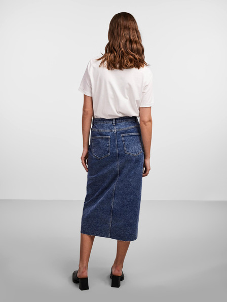 Pieces Temno modro žensko midi krilo iz jeansa Pieces Jessie