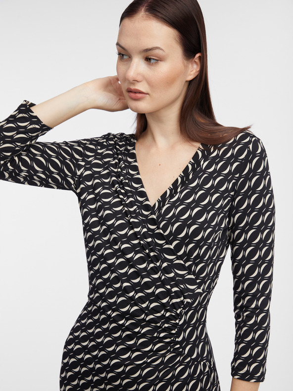 Orsay Črna ženska vzorčasta oprijeta obleka ORSAY