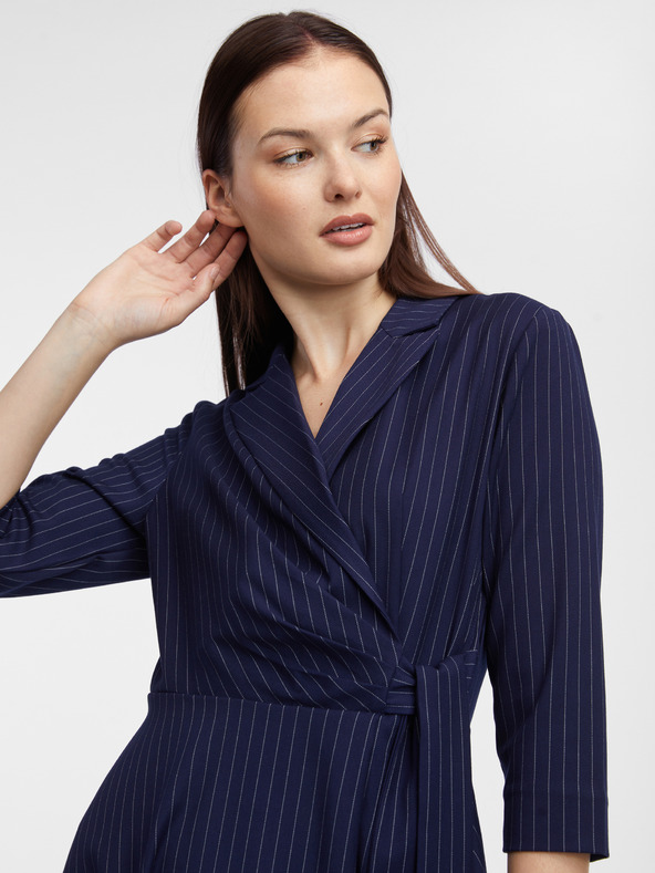 Orsay Temno modra ženska črtasta zavita obleka ORSAY