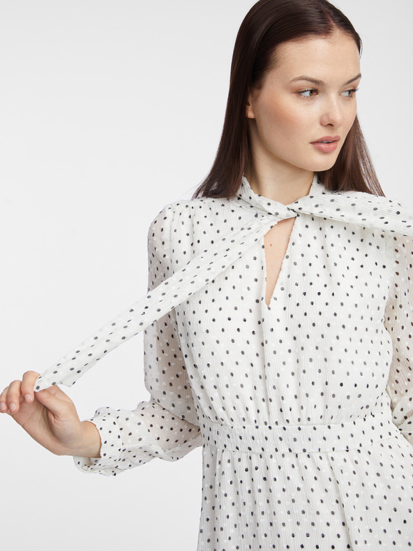 Orsay Krem ženska pikčasta obleka ORSAY